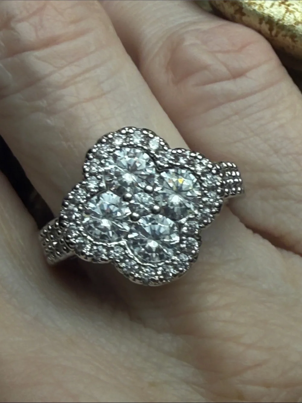 3CT Elegant GRA CERTIFIED MOISSANITE DIAMOND Cluster Flower Ring in Silver